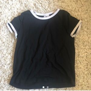 Black T-shirt w/ white sleeves